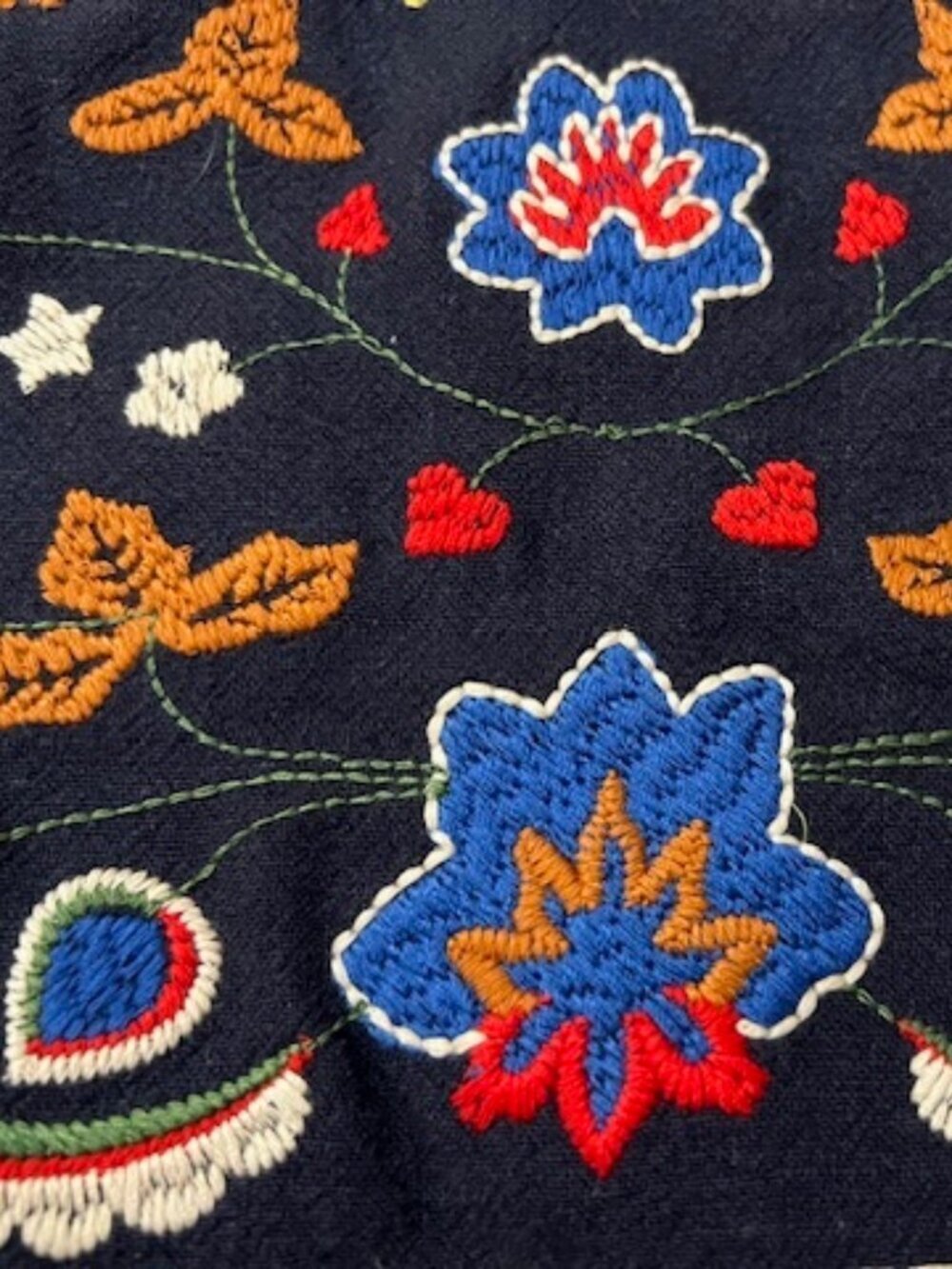 Island Girl Embroidered Mini Skirt Bird Floral Boho Pom Pom Trim Size S - Picture 5 of 8